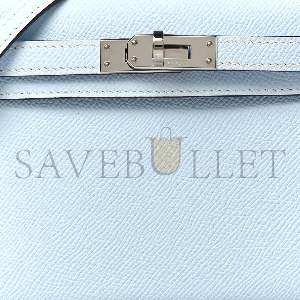 H**mes mini kelly ii epsom haze blue silver buckle (19*12*5.5cm)